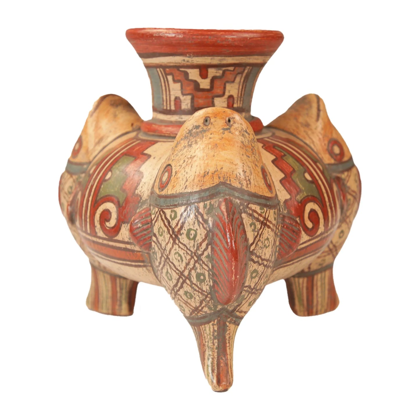 Handcrafted Mexican Pre-Hispanic Clay Fish Flower Vase