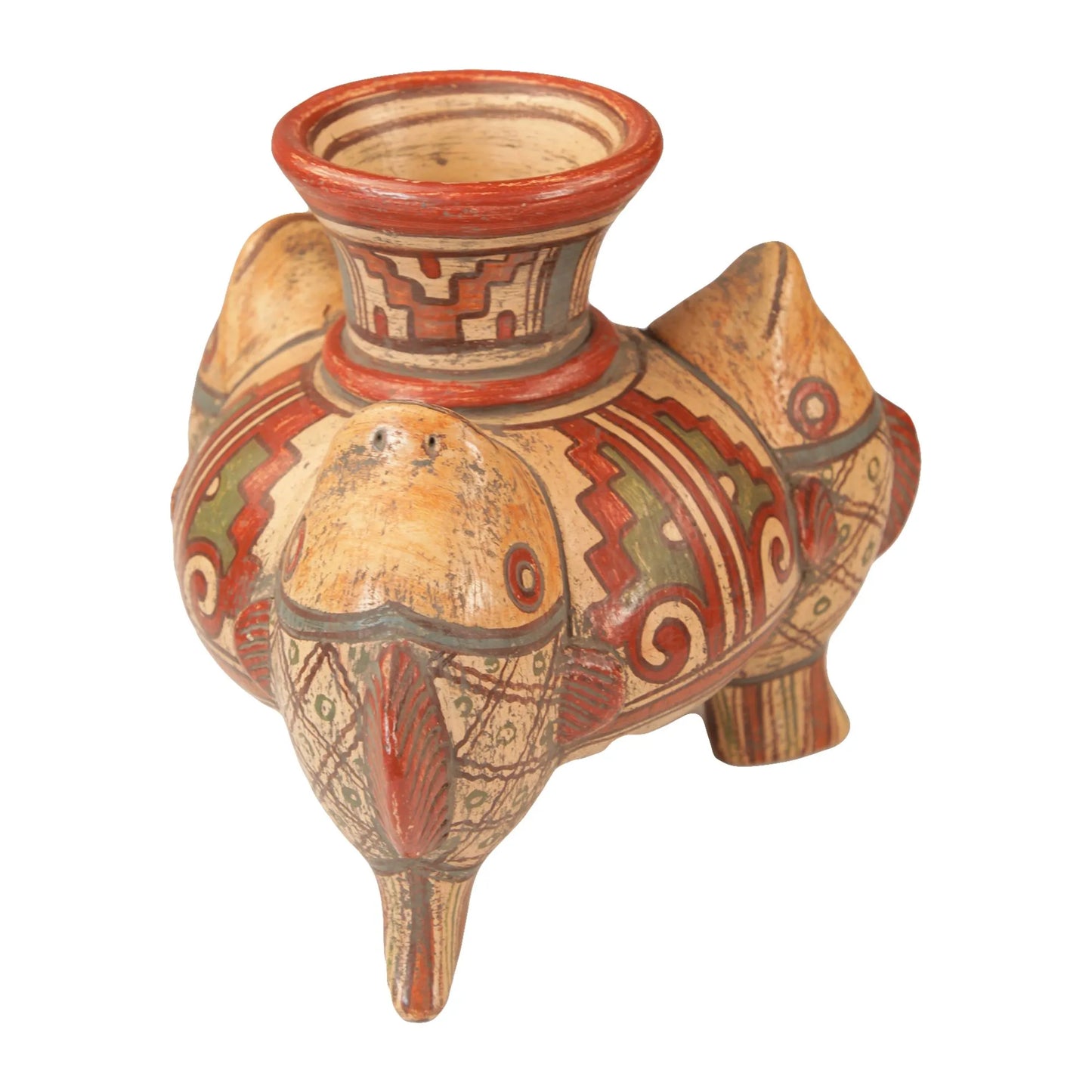 Handcrafted Mexican Pre-Hispanic Clay Fish Flower Vase