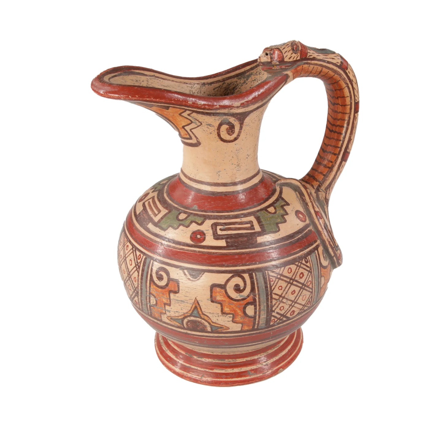 Handcrafted Mexican Pre-Hispanic Clay Jug - Serpent