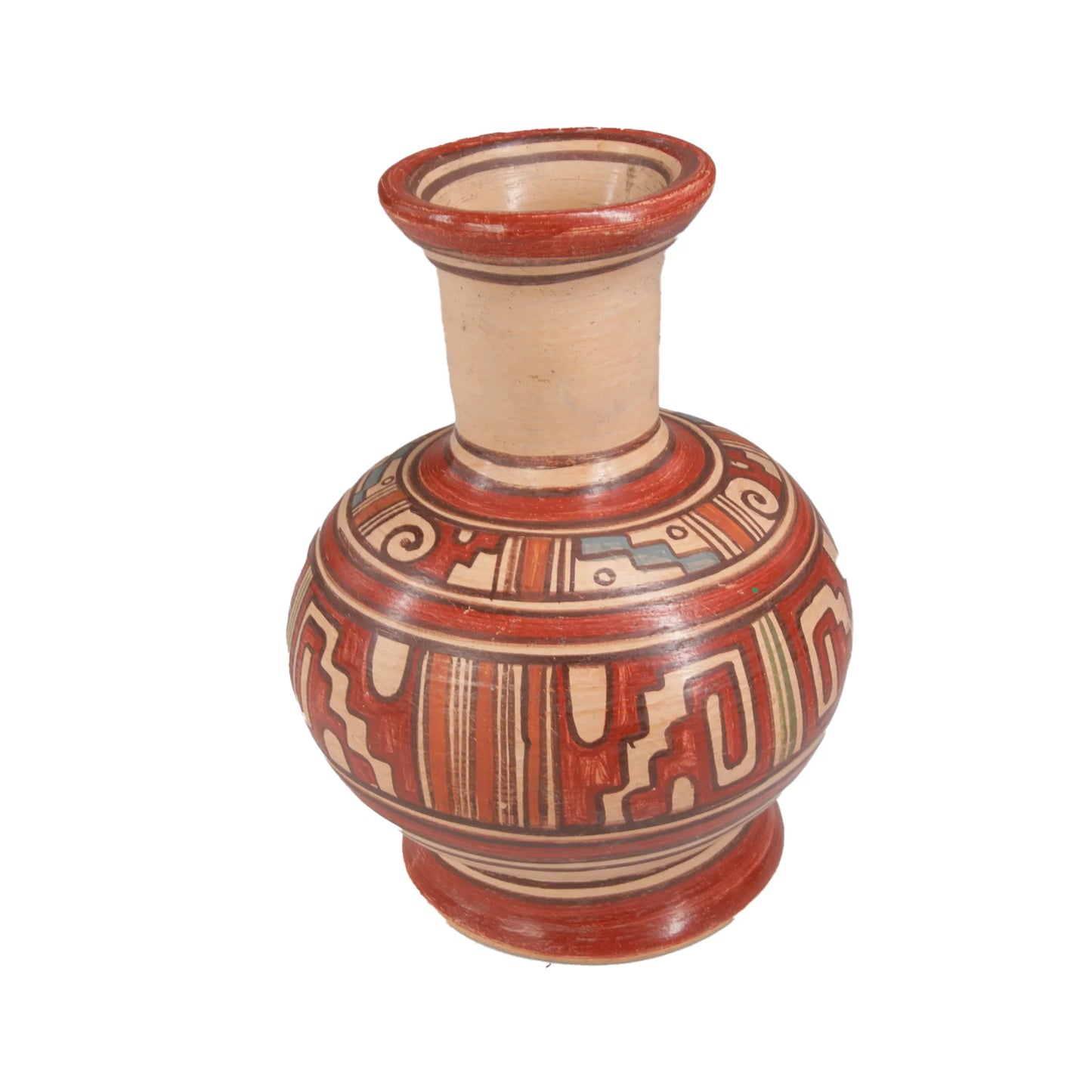 Handcrafted Mexican Pre-Hispanic Clay Flower Vase